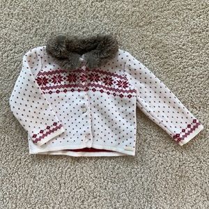 Janie & Jack sweater faux fur collar - 6-12 mth